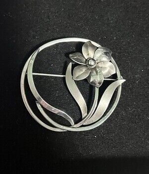 Vintage kSB Sterling flower Brooch  Pin.